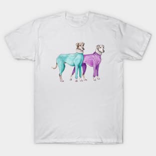 Fashionable Greyhounds Ready for Winter T-Shirt